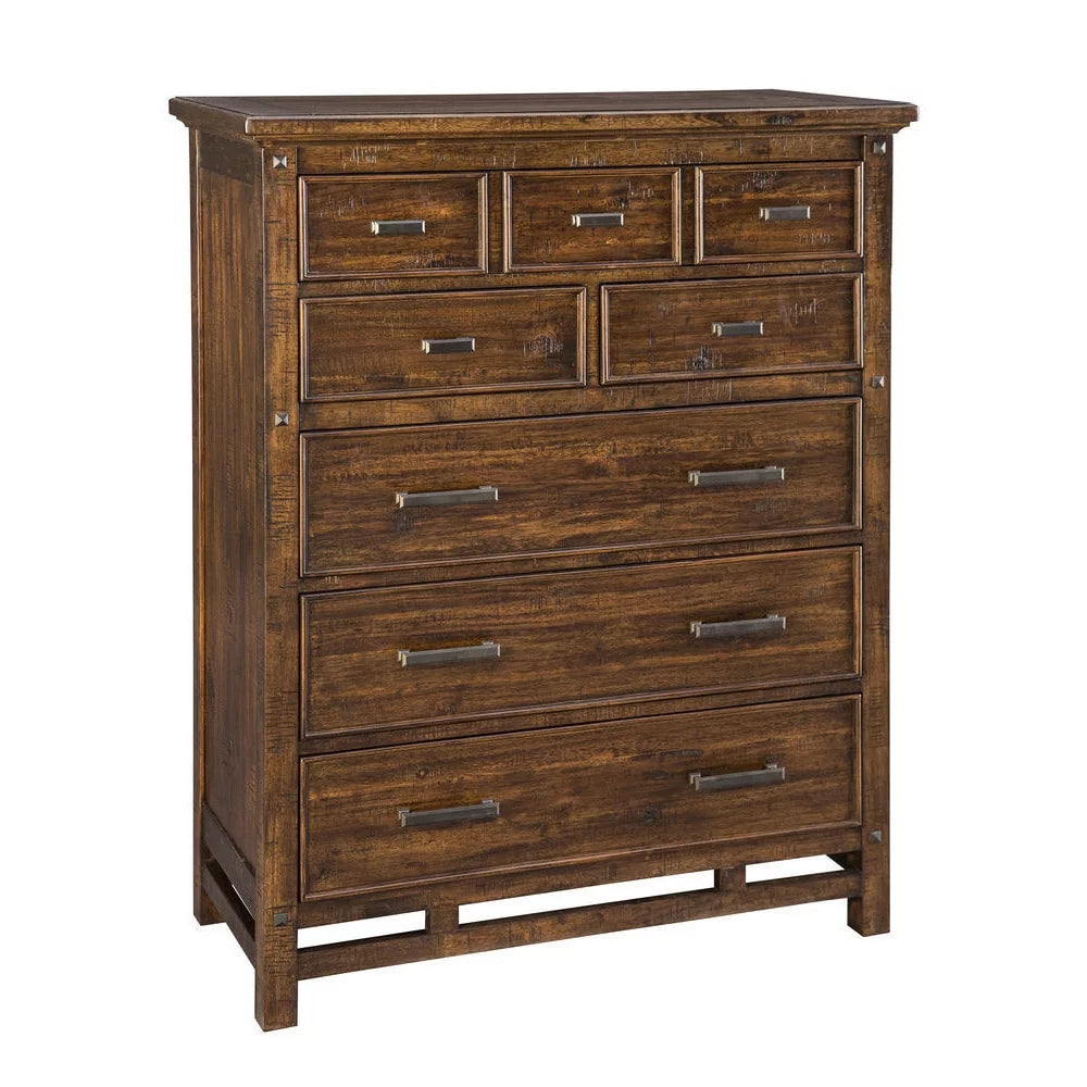 Brown 6-Drawer Wood Chest I872138