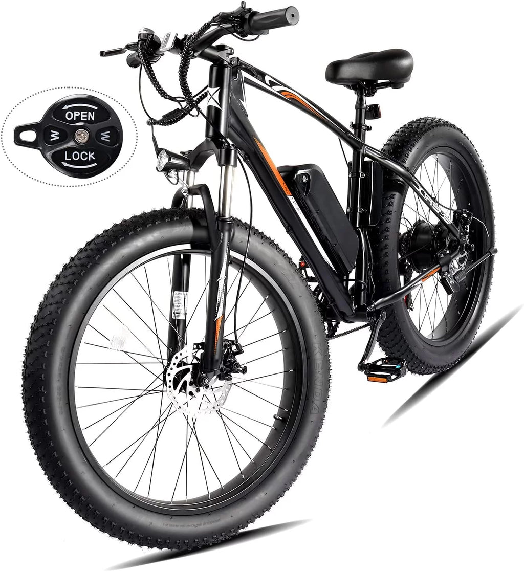 26" Fat Tire Electric Mountain Bike 500W 48V 13AH Removable Battery Shimano 7 Speed I377370