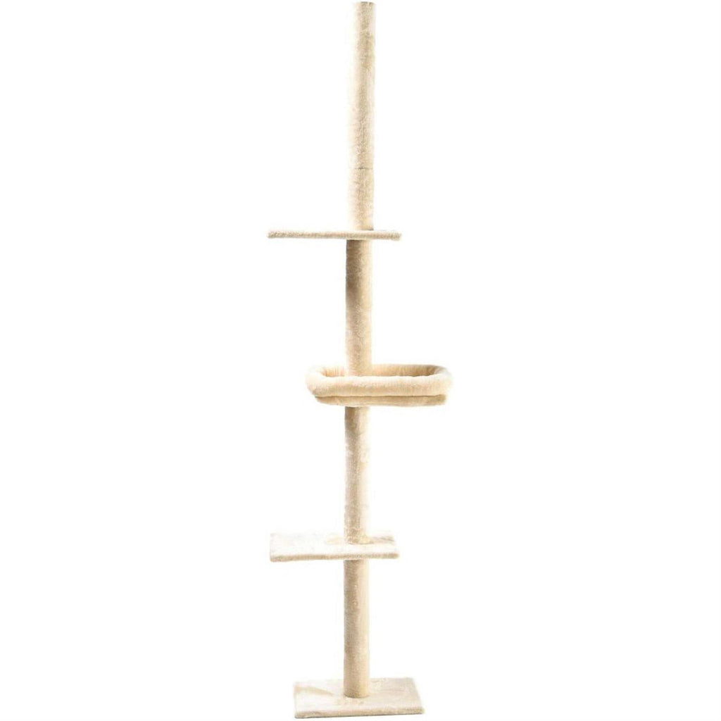 4-Level Carpeted Adjustable Floor to Ceiling Cat Tree with Cat Bed E225431