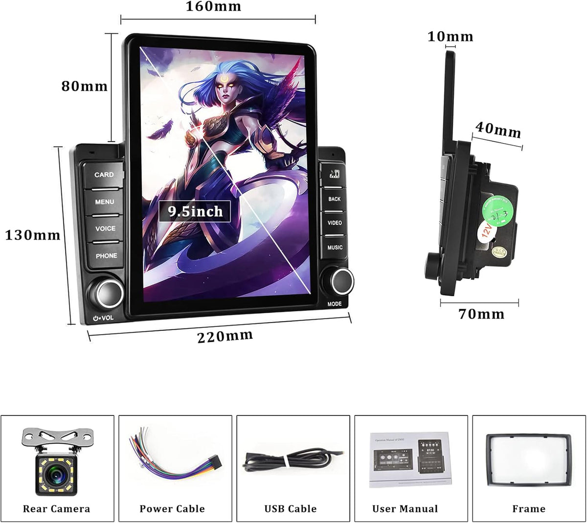 Double Din Car Stereo with Bluetooth and Backup Camera M80576