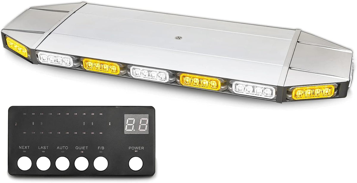 LED Rooftop Emergency Warning Strobe Light Bar Amber White A7704