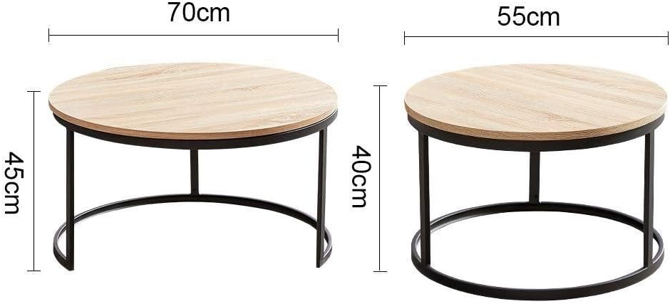 Set of 2 Round Nesting Coffee Table Wood and Metal V23738