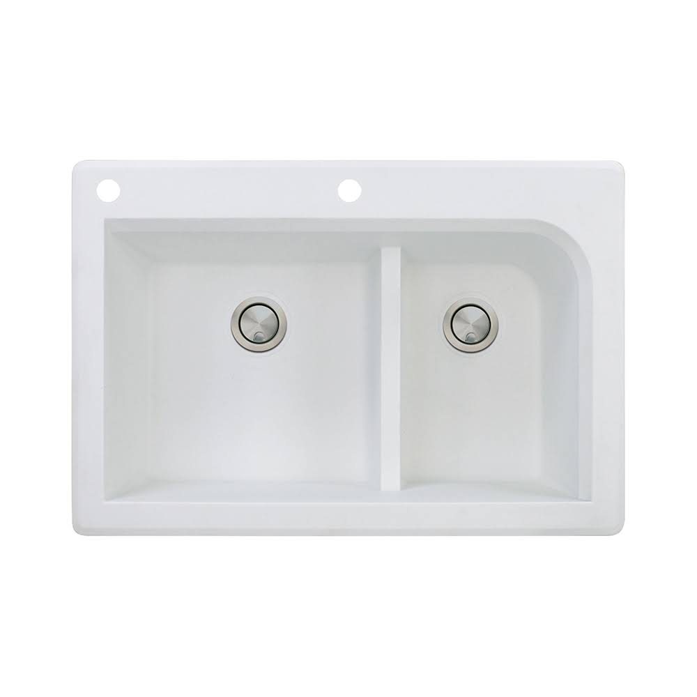 33-in Drop-In Granite Kitchen Sink in White D16940