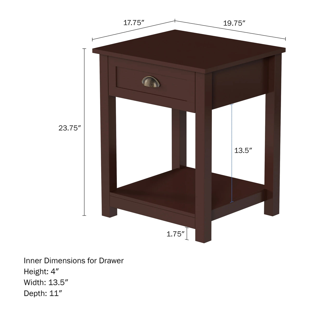 Wooden End Table with Storage Drawer and Shelf K963100