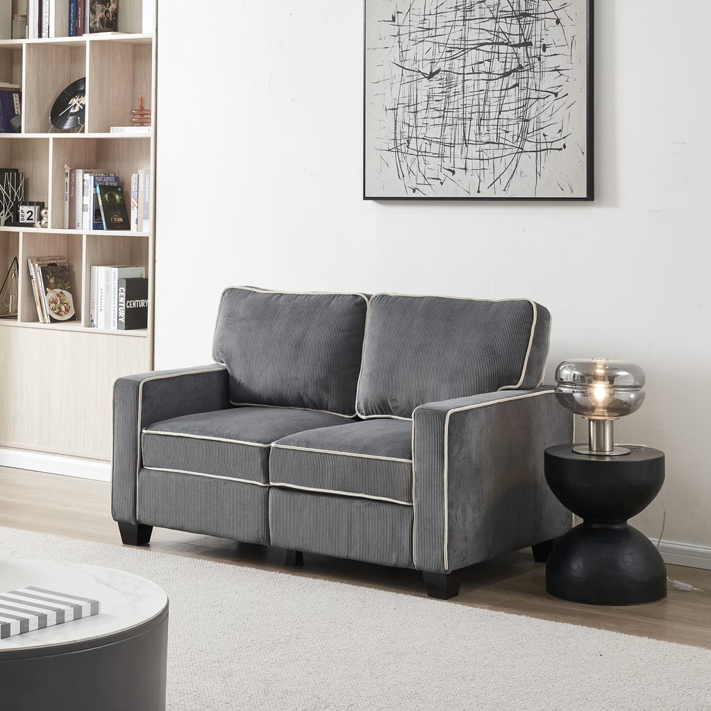 Dark Grey Corduroy Sofa Loveseat with Storage S7141