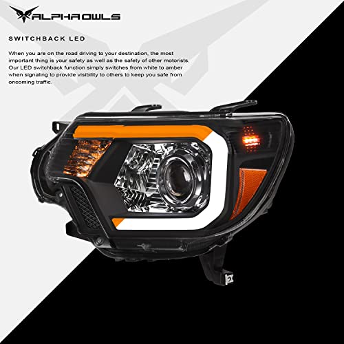 Black Projector Headlights with LED Light Bar W381