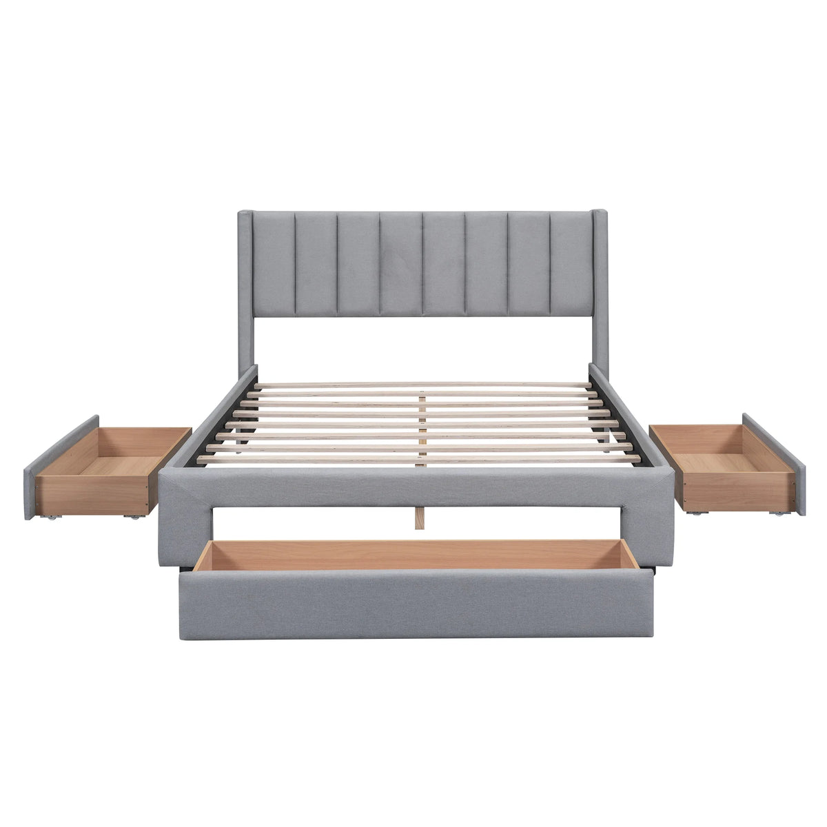 Queen Size Upholstery Platform Bed with Three Storage Drawers M655