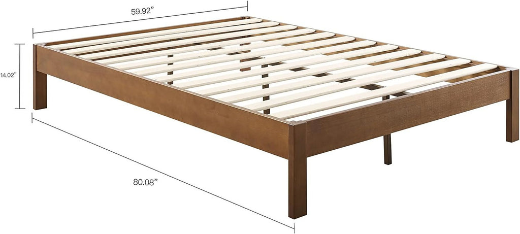 Queen Antique Espresso Wood Platform Bed Frame S580537