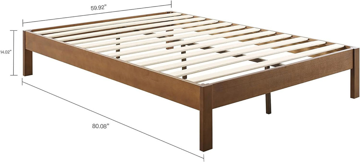 Queen Antique Espresso Wood Platform Bed Frame S580537