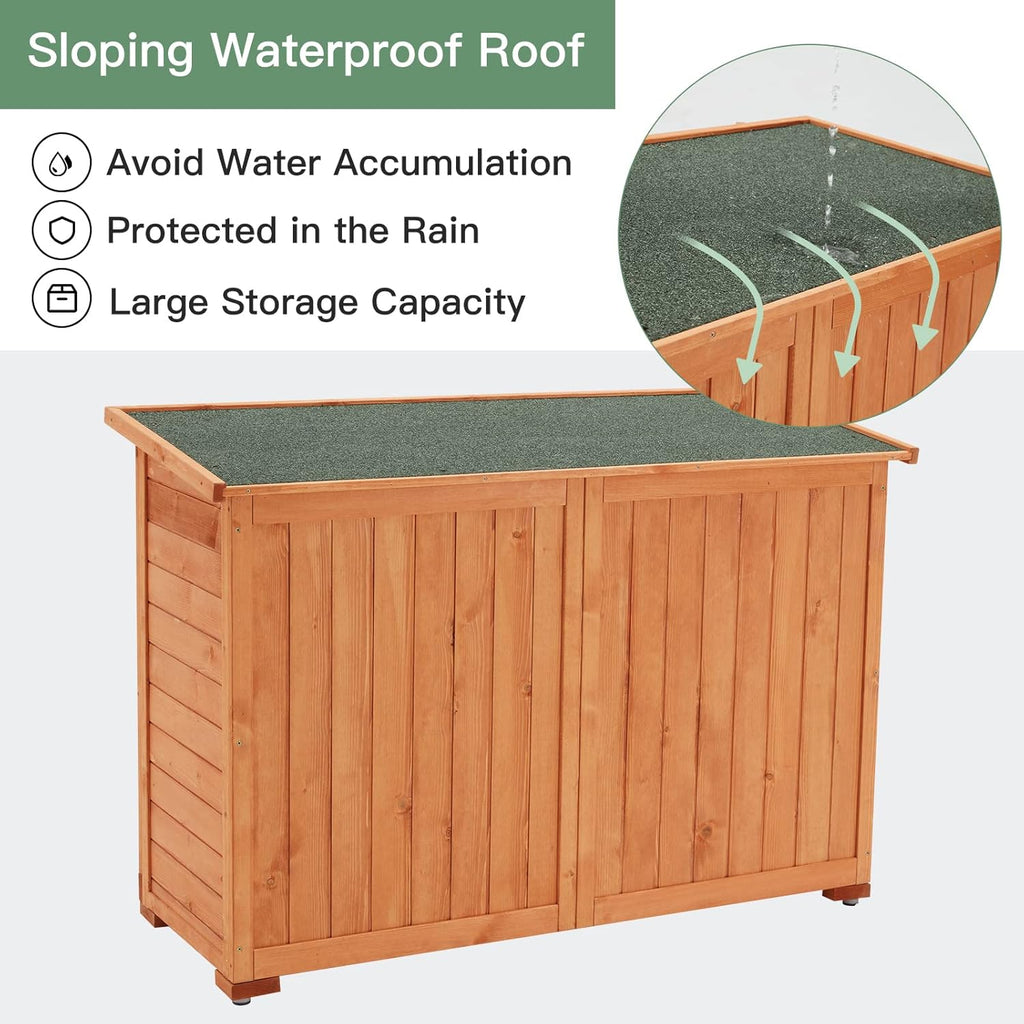 Wooden Outdoor Storage Cabinet with Lockable Double Doors Y51068