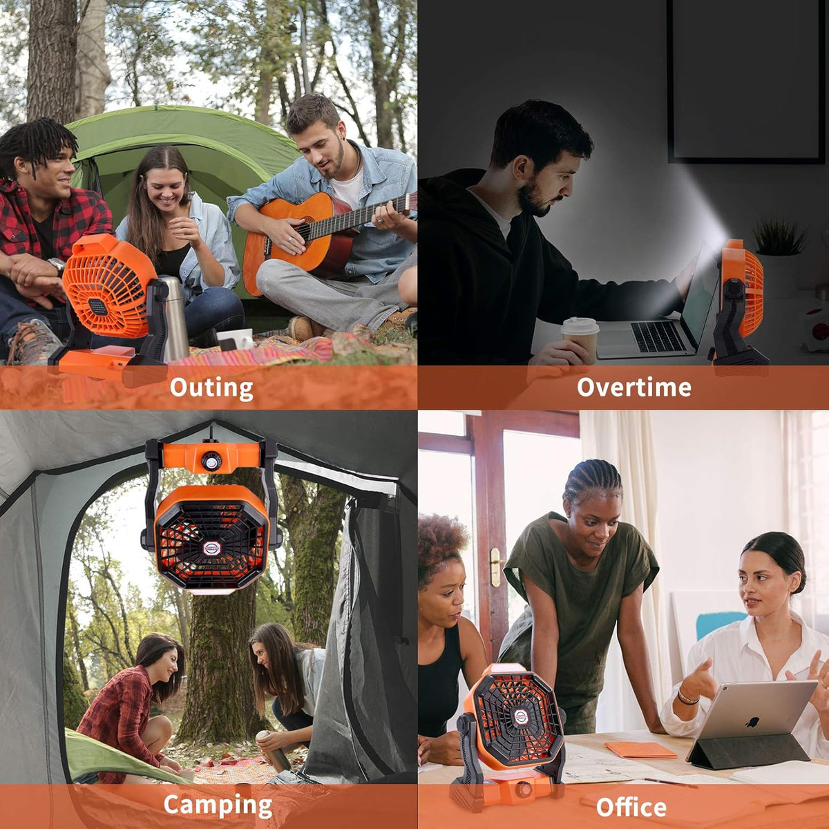 Outdoor Camping Fan with LED Lantern, USB Rechargeable X661251