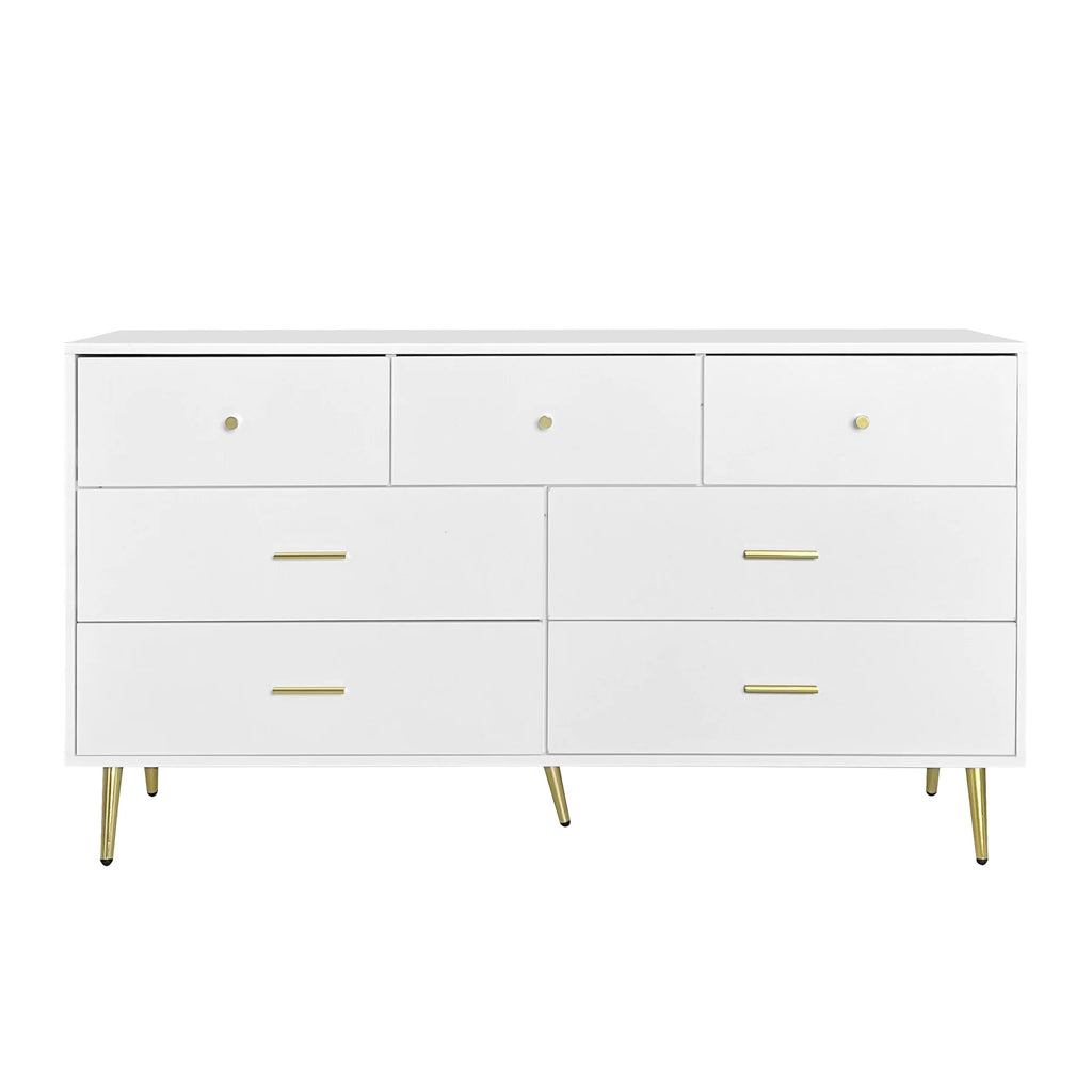 White 6 Drawer Rustic Wood Dresser C5280