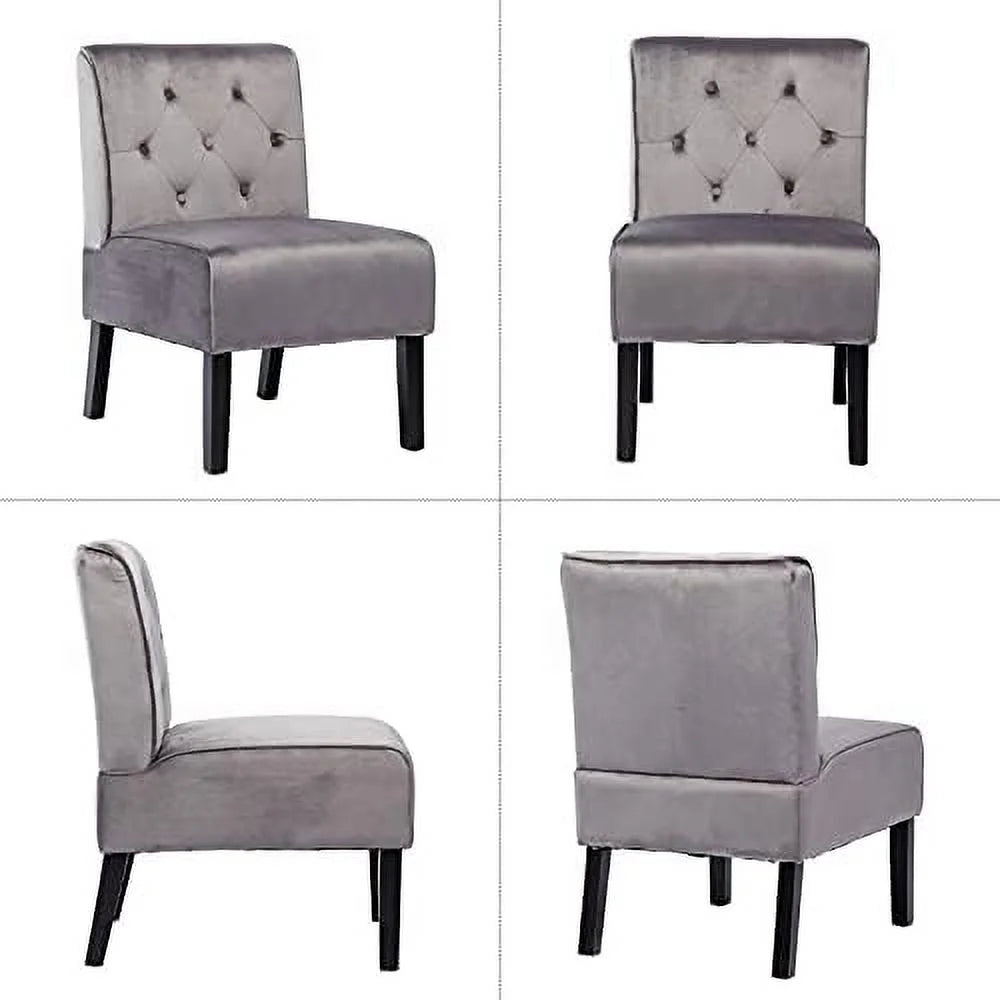Grey Velvet Accent Chair E23677
