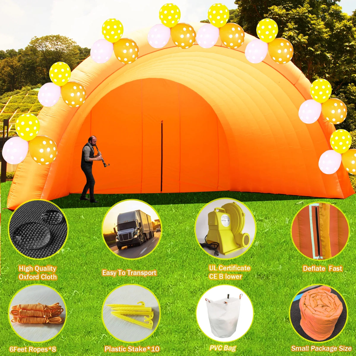 Orange Portable Outdoor Inflatable Tent U4478