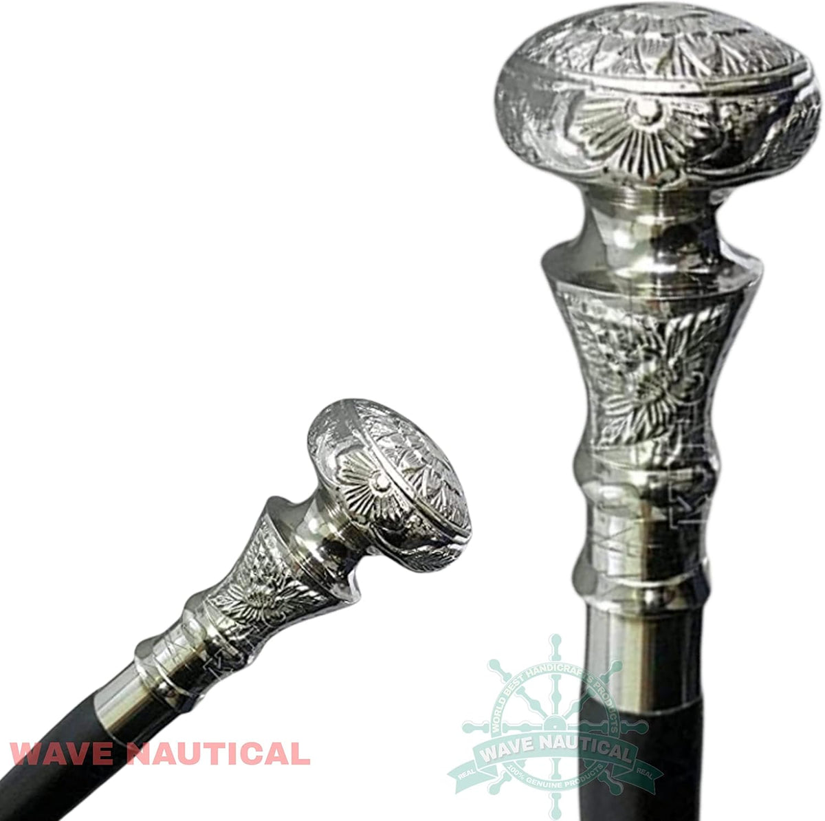 Brass Handle Wooden Walking Cane 36" Z483827