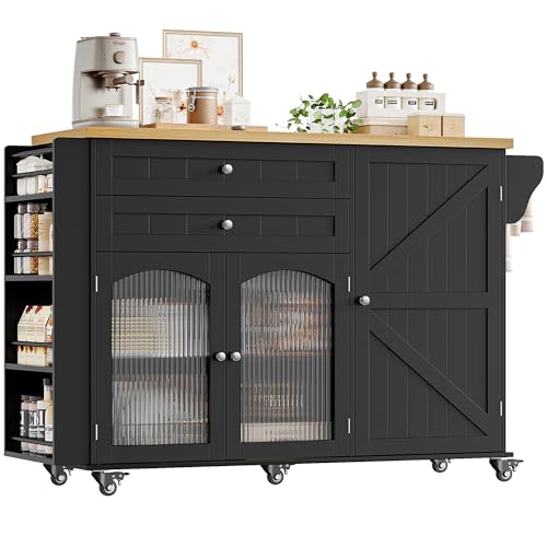 Rolling Kitchen Island with Storage and Drop Leaf Countertop M636451