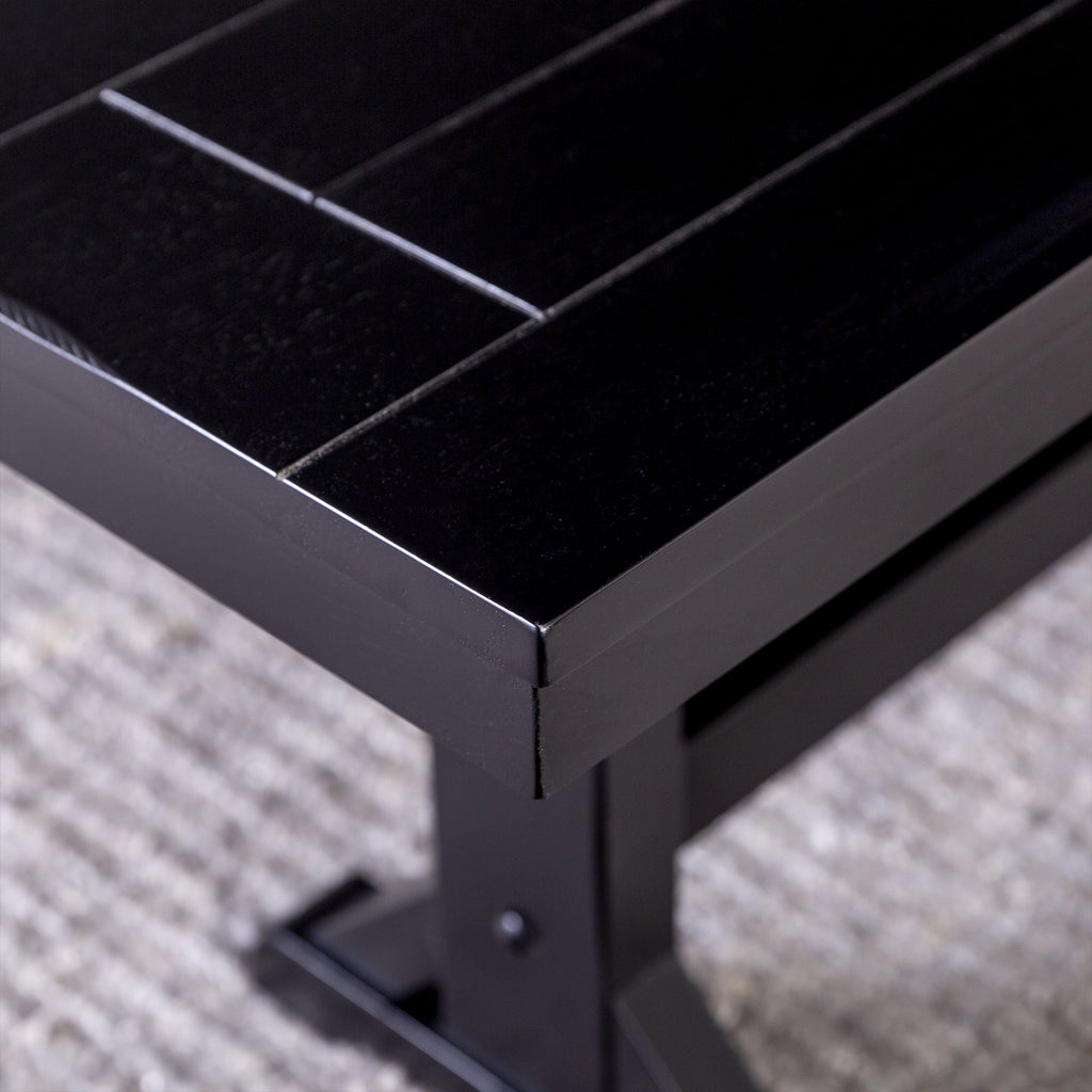 Antique Black Wood Bench E48673