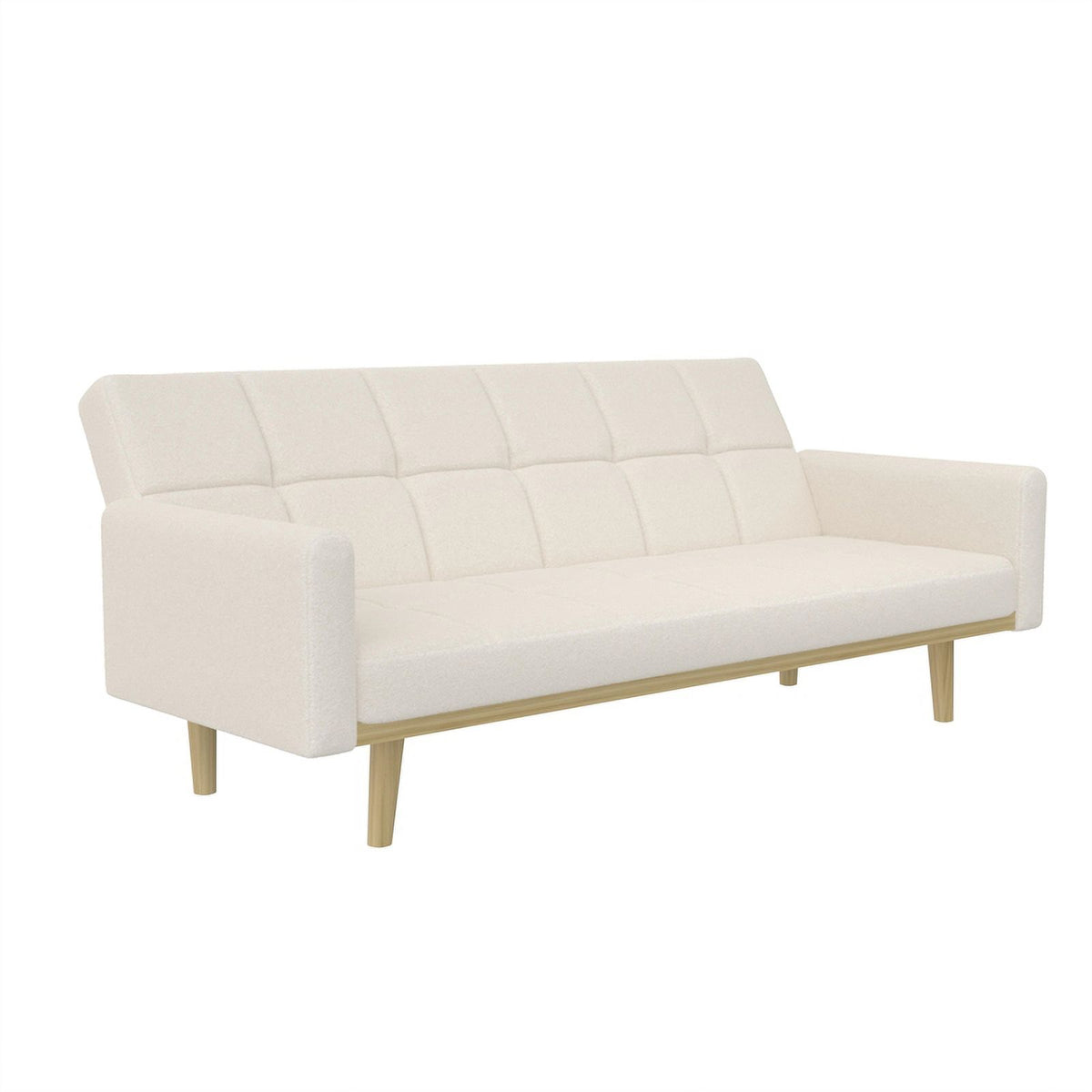 Ivory Teddy Fabric Futon Sofa Bed Y8084