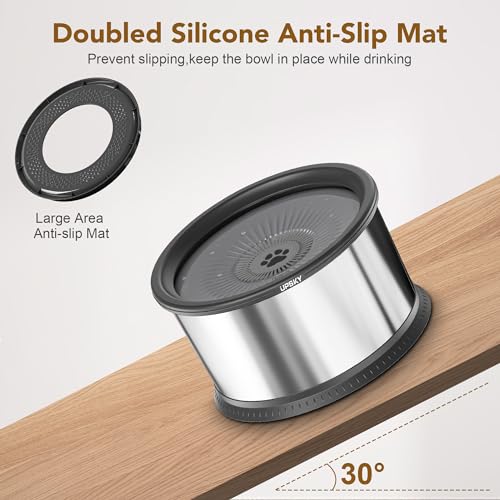 6.5L Stainless Steel No Spill Dog Water Bowl with Anti-Slip Mat W8643