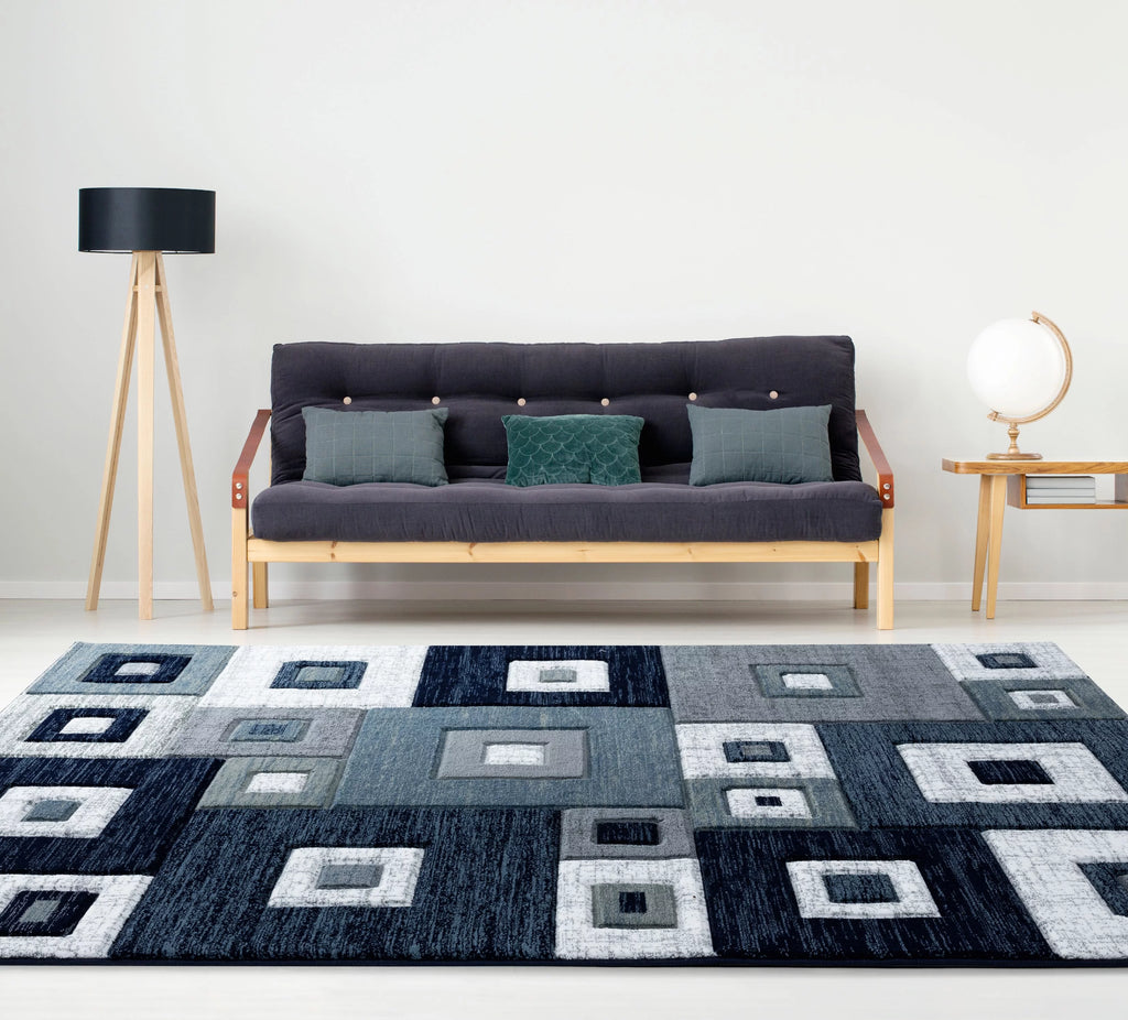 Navy Modern Geometric Accent Rug M375604