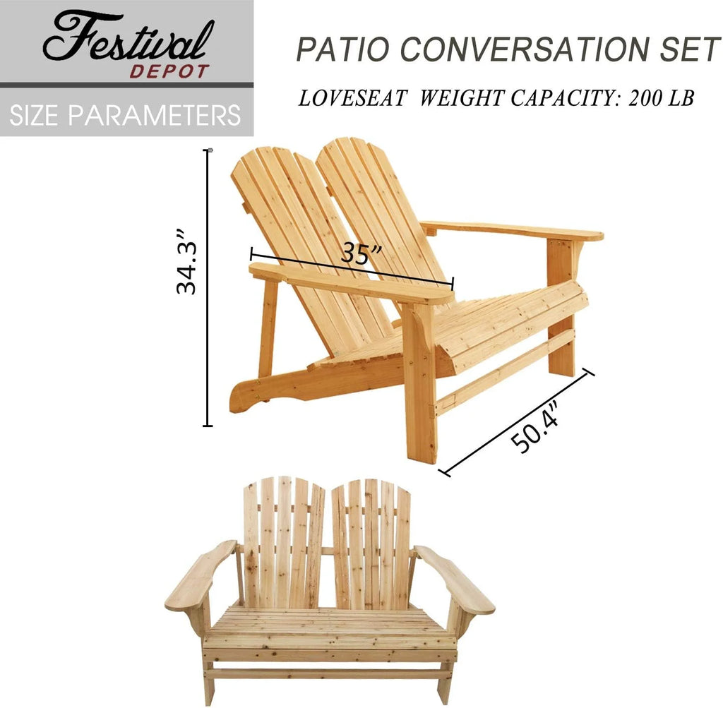 Wood Adirondack Chair for 2 Persons S846