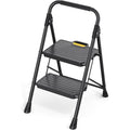 4 Step Steel Step Stool with Handrail, Black H97945