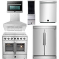 36 Electric French Door Range, Wall Mount Range Hood, Refrigerator, Dishwasher, Microwave and Wine Cooler L652