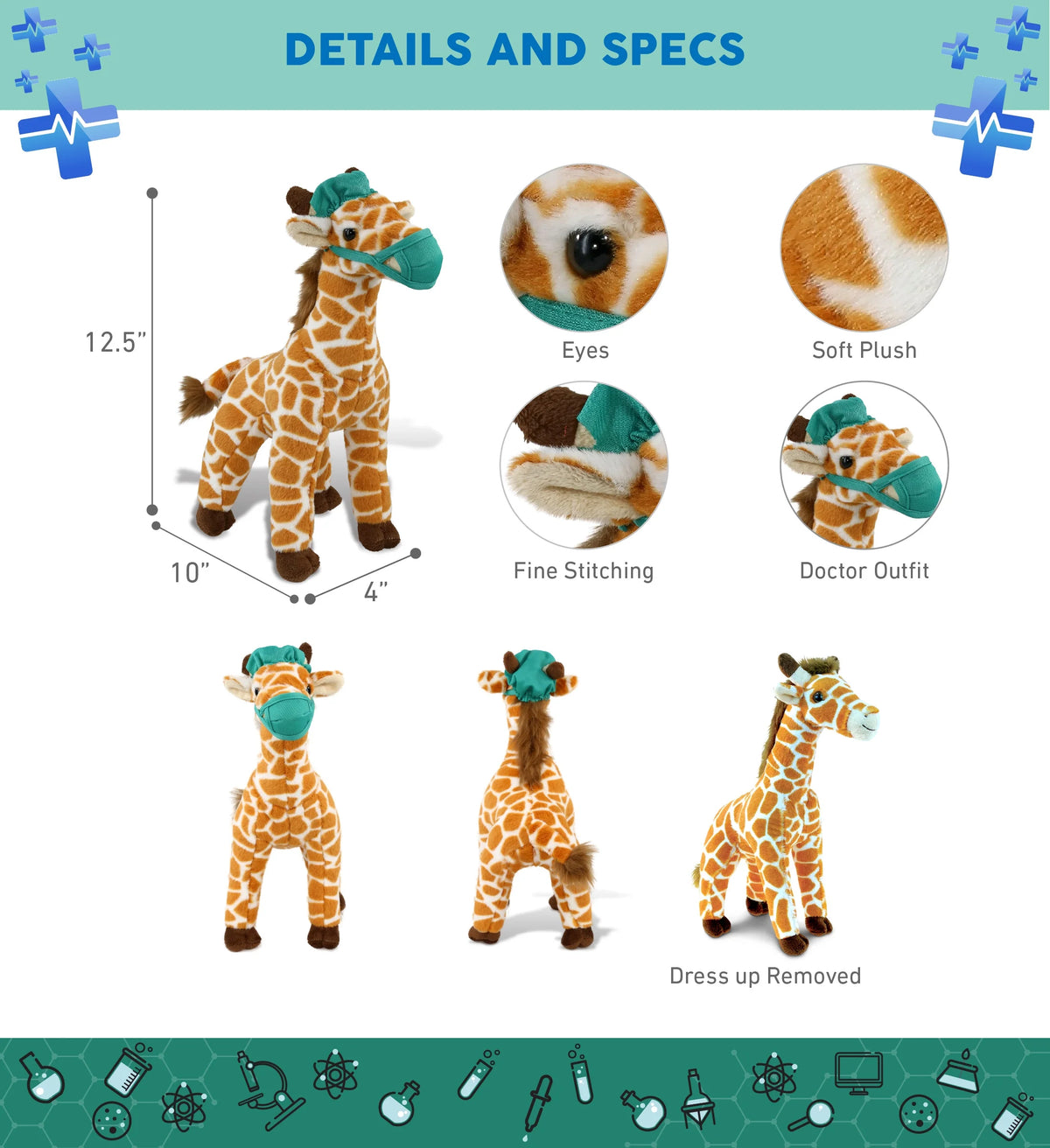 12.5 Inch Giraffe Doctor Plush Toy Q277
