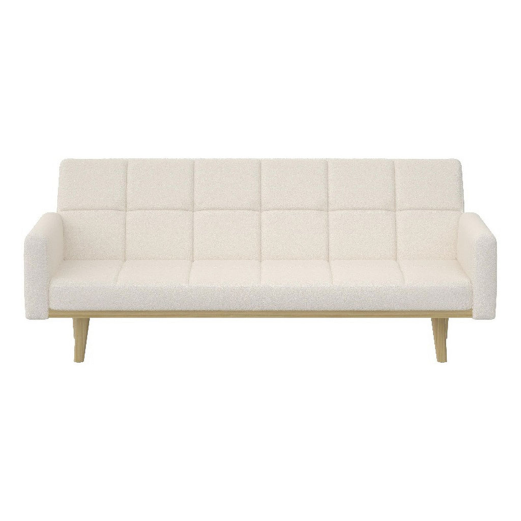 Ivory Teddy Fabric Futon Sofa Bed Y8084