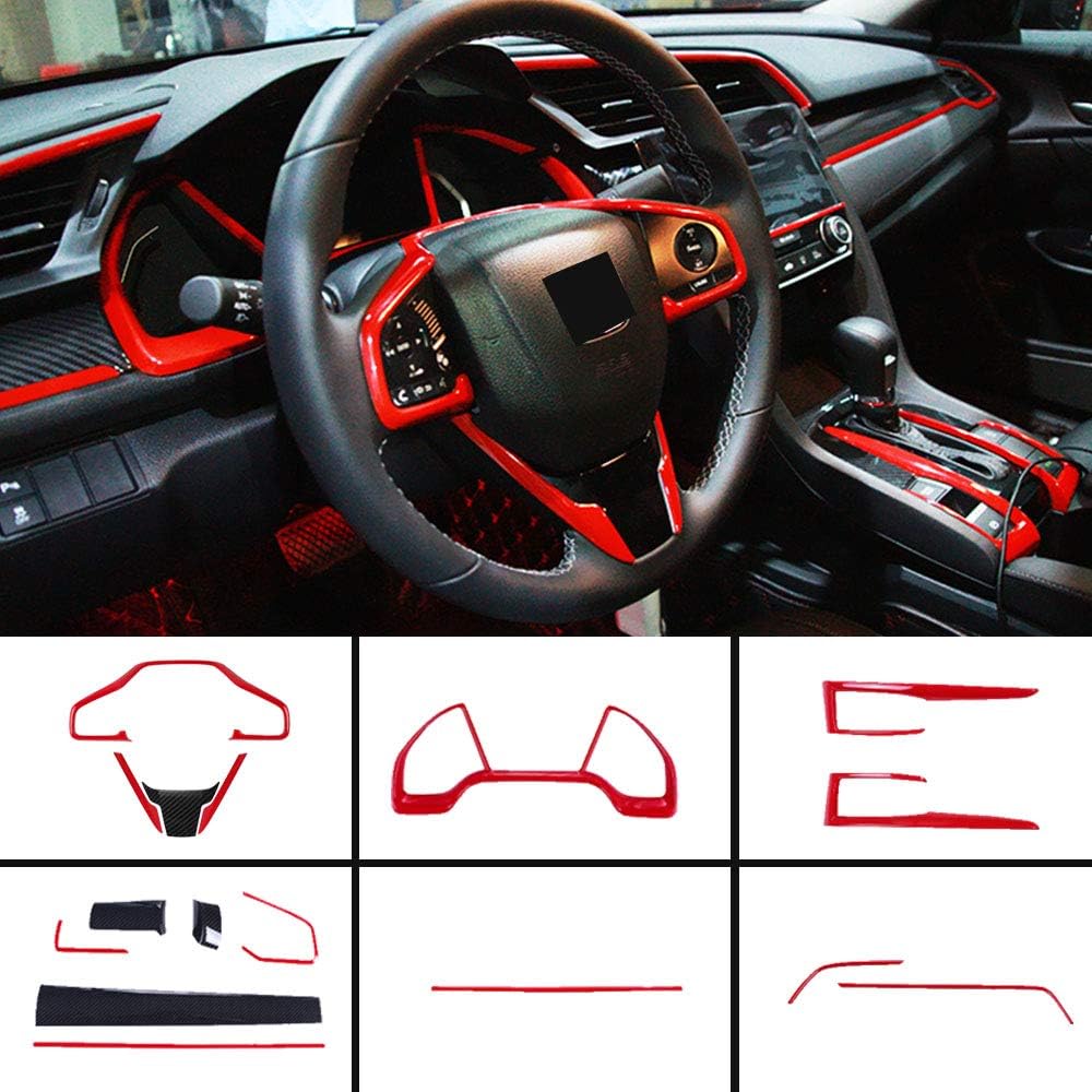 Full Set Car Interiors Instrument Panel Center Console Moulding Trim Steering Wheel Cover 16Pcs B5673