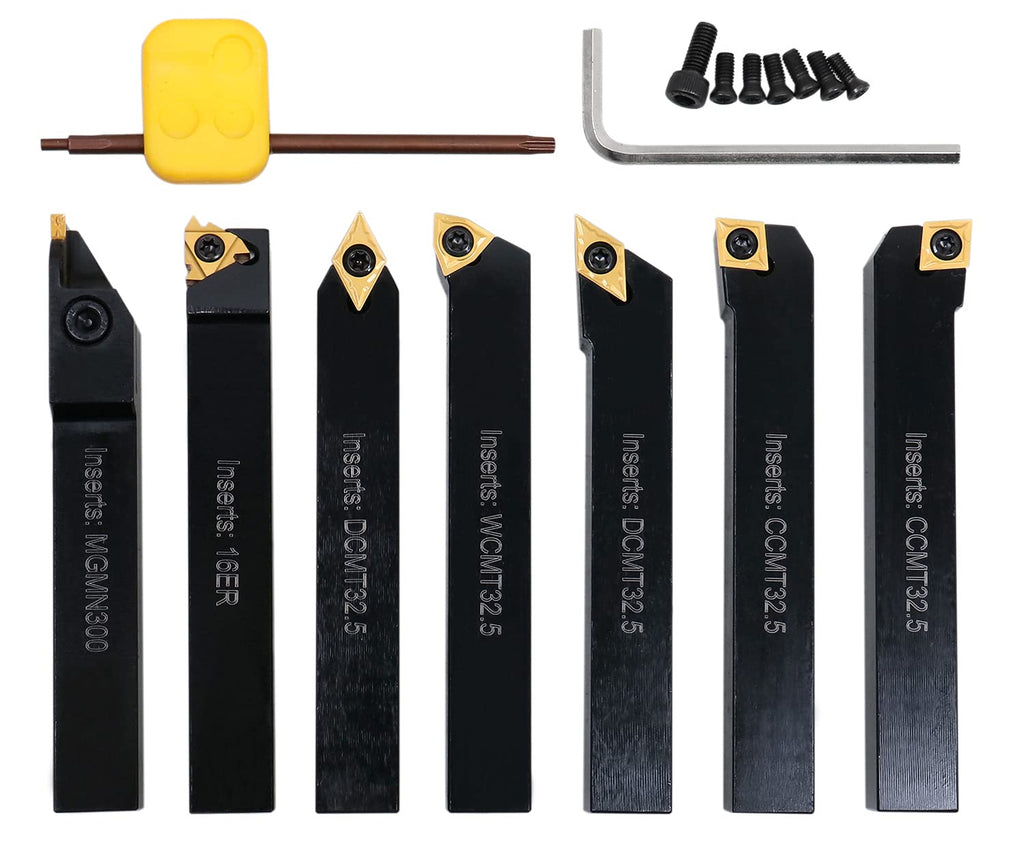 5/8'' Shank 7 Pc Indexable Carbide Turning Tool Set I80234