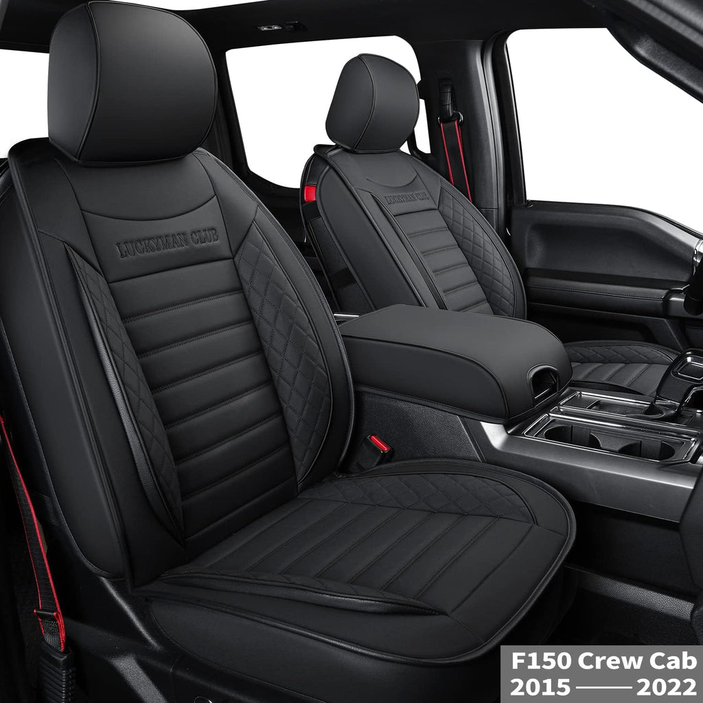 F150 Crew Cab Faux Leather Seat Covers (Black & Blue) F3715