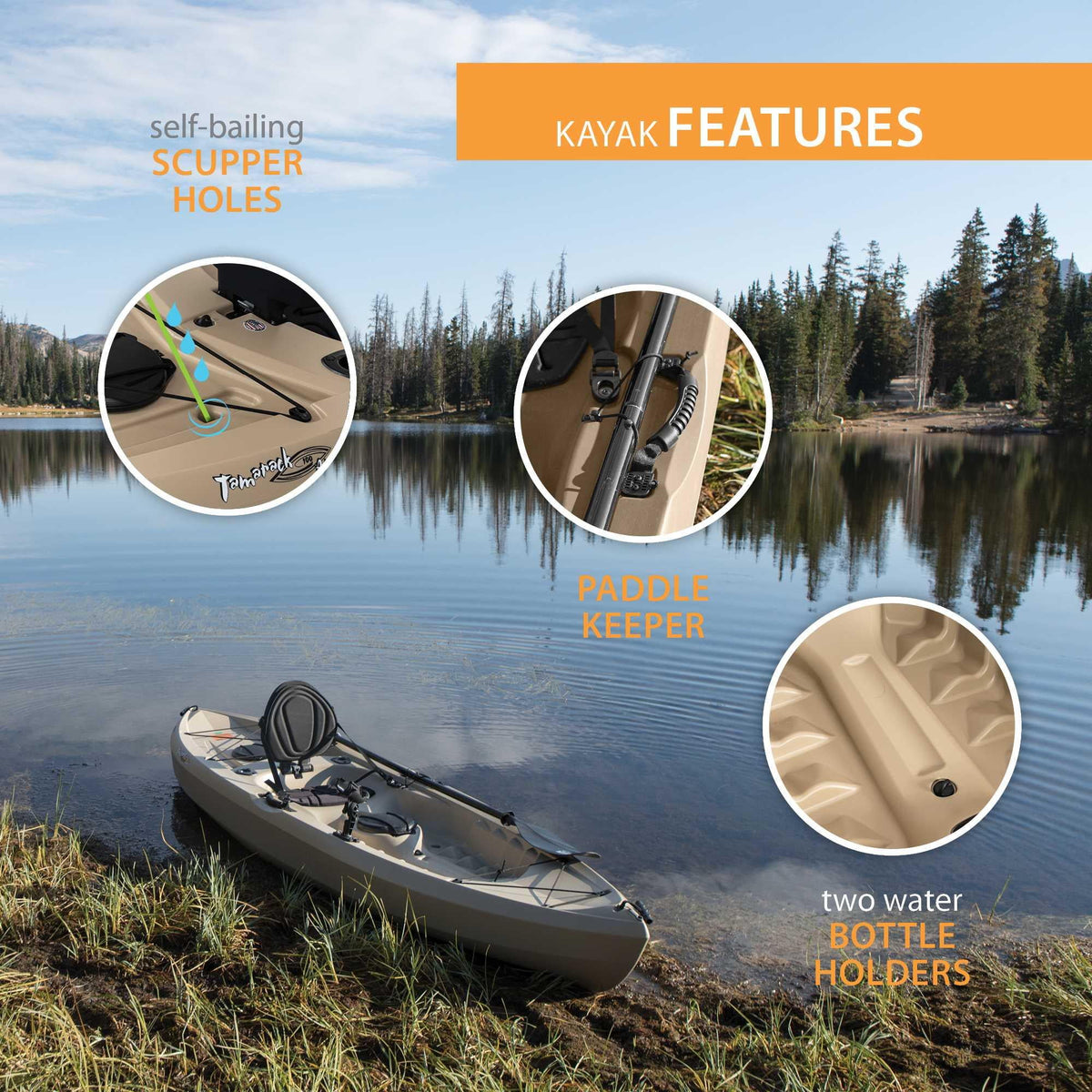 2 Pack Tan Fishing Kayak with Paddles F930860