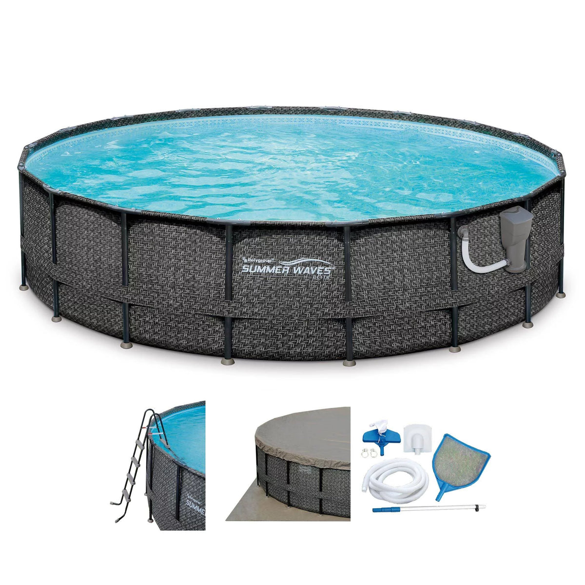 18ft x 48in Above Ground Frame Swimming Pool Set with Pump X1353