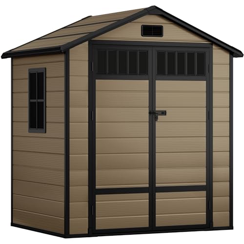 6x4.4 FT Resin Storage Shed with Lockable Door and Vents H788