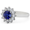 14K White Gold Blue Sapphire Diamond Engagement Ring Size 5.5 Z4714