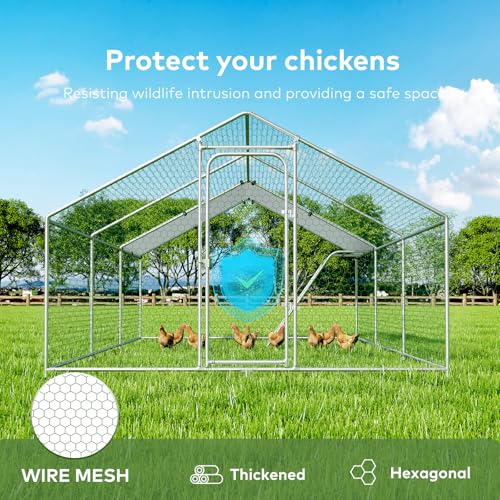 Large Metal Chicken Coop with Waterproof Cover M6942