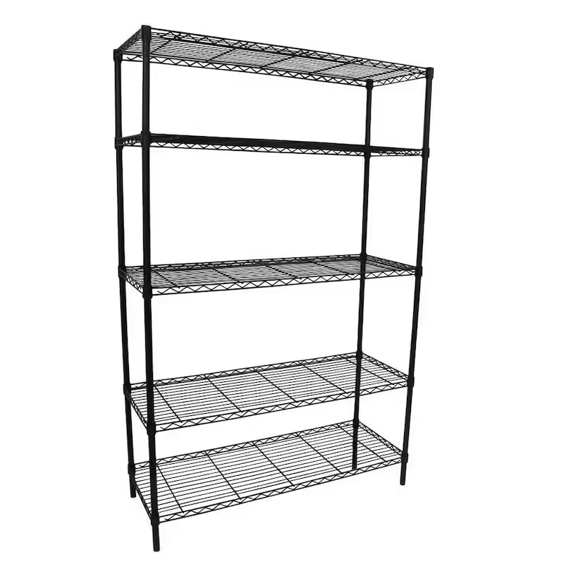 5-Tier Steel Wire Shelving Unit in Black H302349