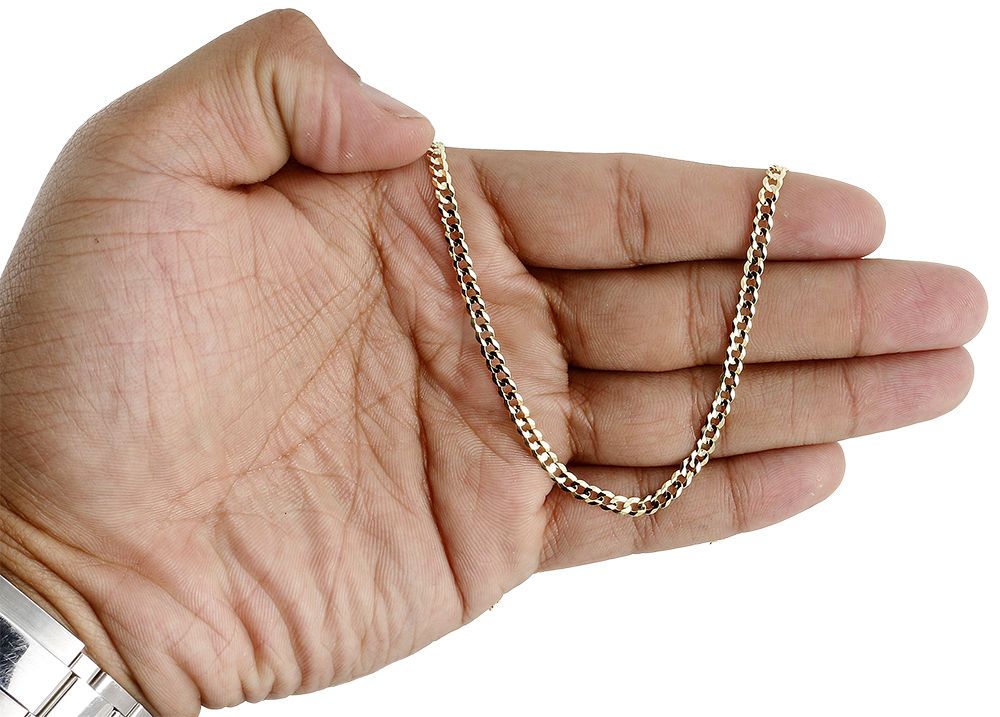 10K Yellow Gold Cuban Link Chain Necklace, 22 Inches U2455
