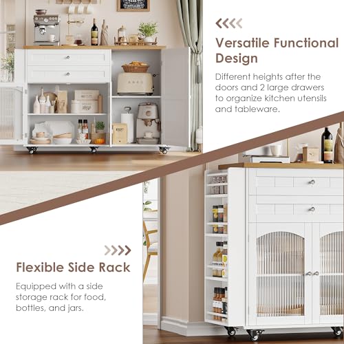 Rolling Kitchen Island with Storage and Drop Leaf Countertop M636451