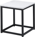 White Square Side Table with Marble Metal Frame Z241