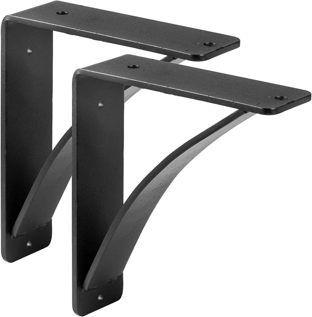 2Pcs Heavy Duty Steel Shelf Brackets Matte Black K20868