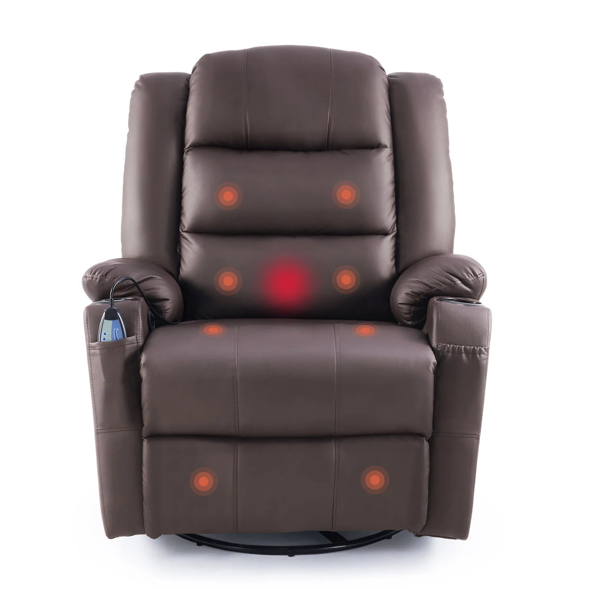 Brown 360 Swivel Heated Massaging Recliner Chair J3430