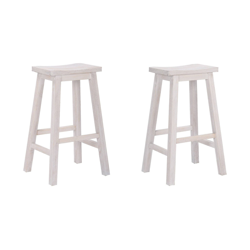 Solid Wood Saddle Bar Stool, Set of 2 - Open Gray K70188