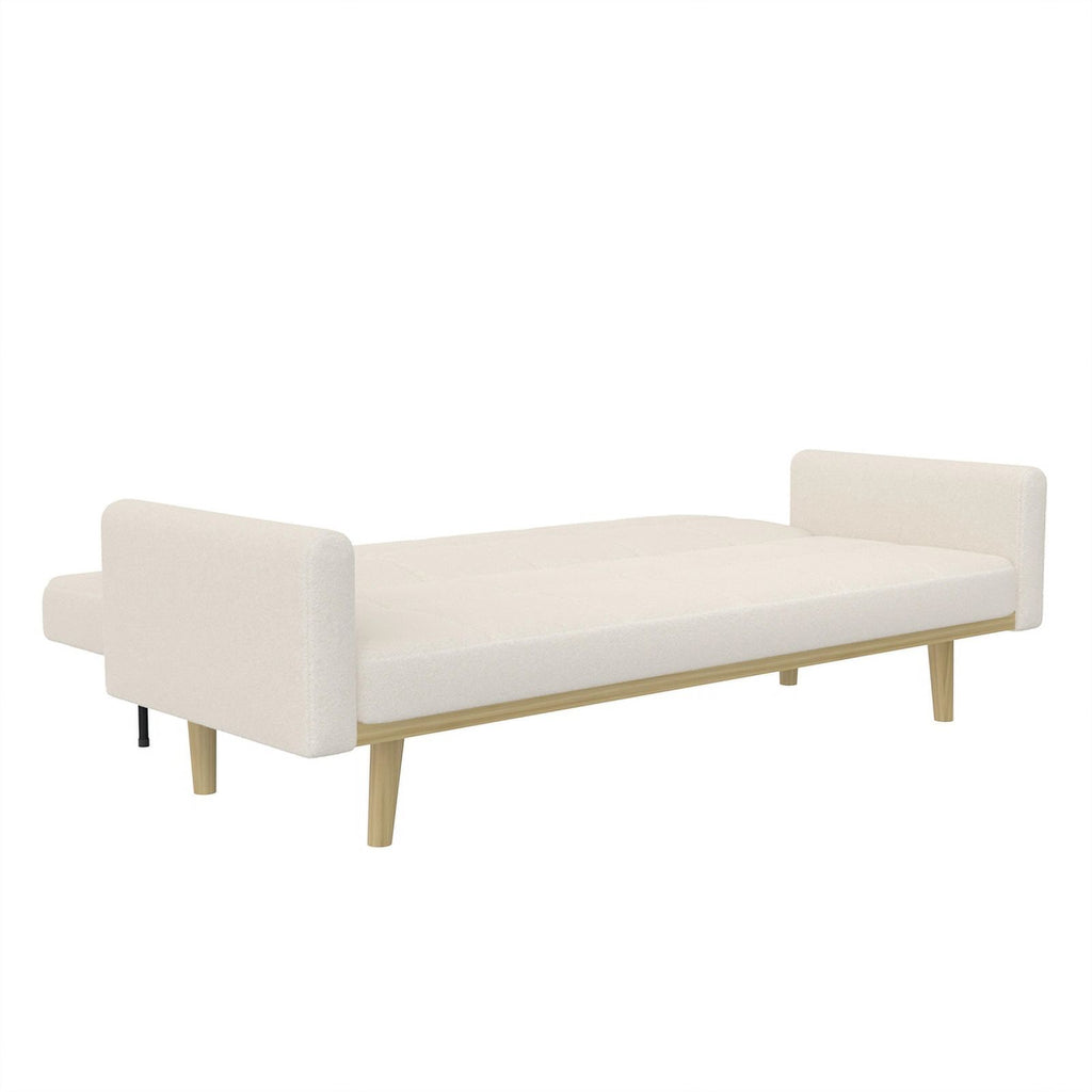 Ivory Teddy Fabric Futon Sofa Bed Y8084