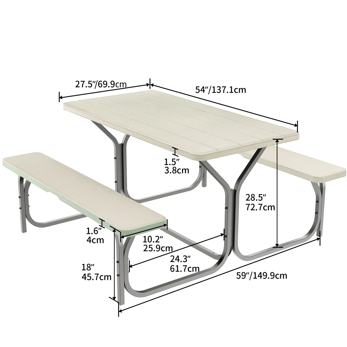 6 ft Picnic Table Bench Set with Umbrella Hole P79387