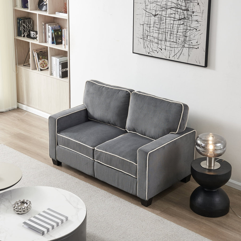 Dark Grey Corduroy Sofa Loveseat with Storage S7141