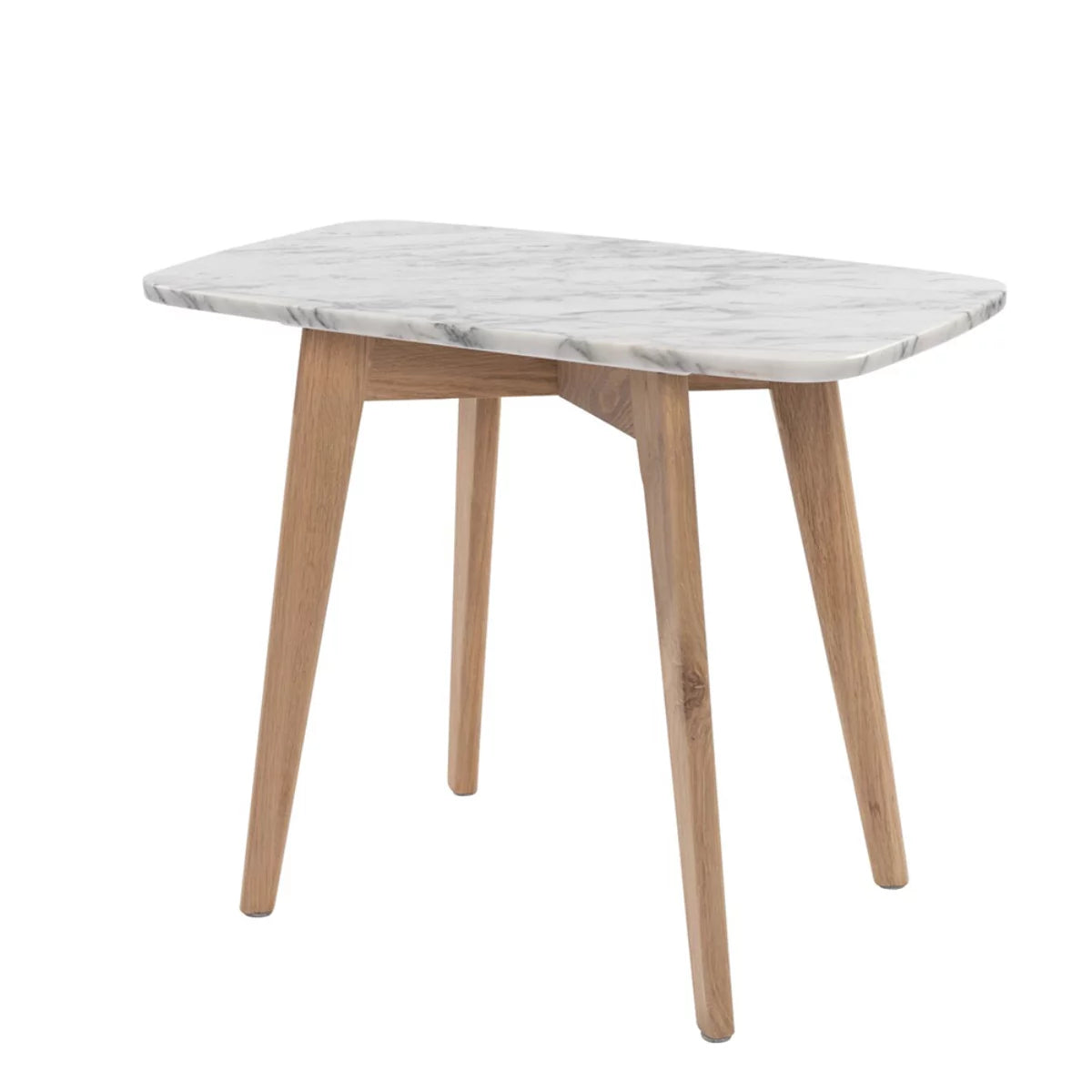 White and Beige Rectangular Marble Side Table X776093