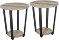 2-Tier Round End Tables Set of 2 with Metal Legs Gray M416