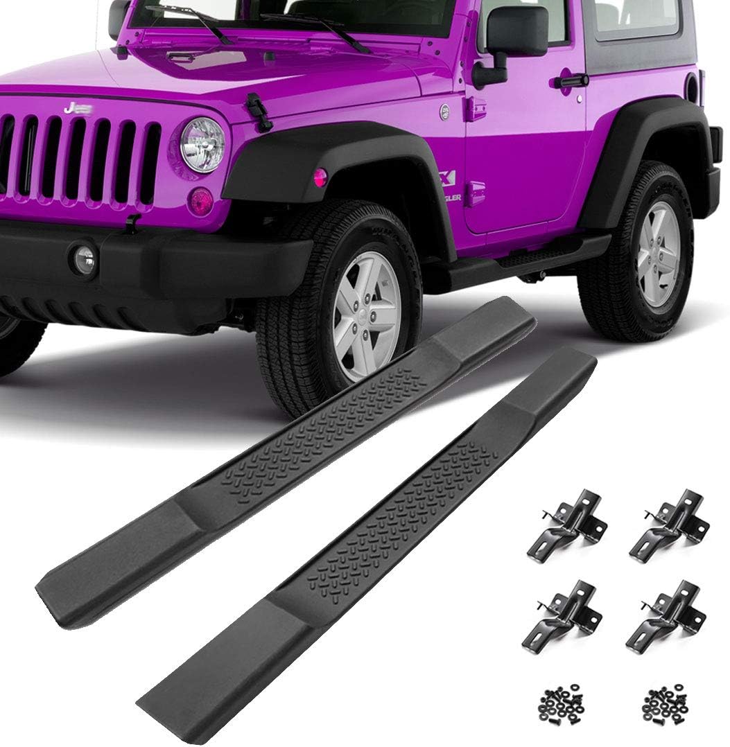 Matte Black 2pcs Side Steps for Jeep Wrangler JK 2-Door W474